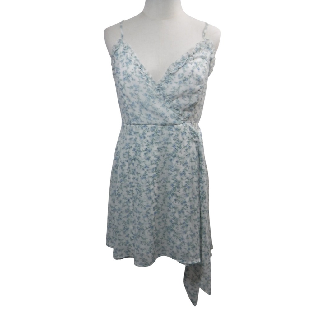 Altar'd State Baby Doll White Floral Ruffle Mini Dress White Faux Wrap Womens Lโ
